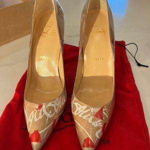 Christian Louboutin So Kate Kraft Logo Print PVC 120 Heels EU 37.5 - worn twice!